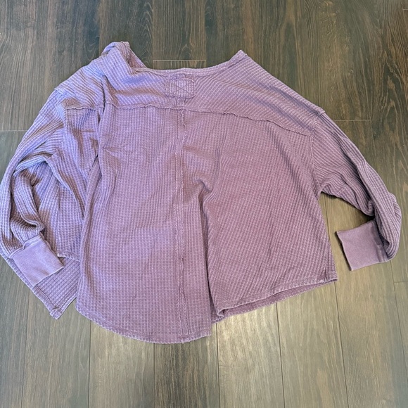 Free People We The Free Coraline Thermal‎ Waffle Knit Top Chocolate - Picture 7 of 7